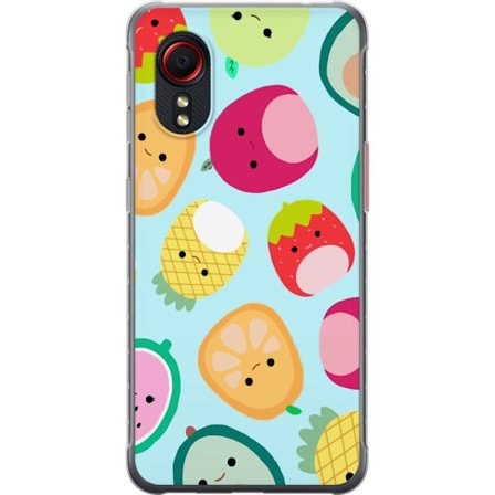 Yhteensopiva Puhelinkuori Samsung Galaxy Xcover 5 Kawaii-hedelmien kuvioita, kuten mansikkaa, sitruunaa, ananasta ja avokadoa vaaleansinisellä taustal