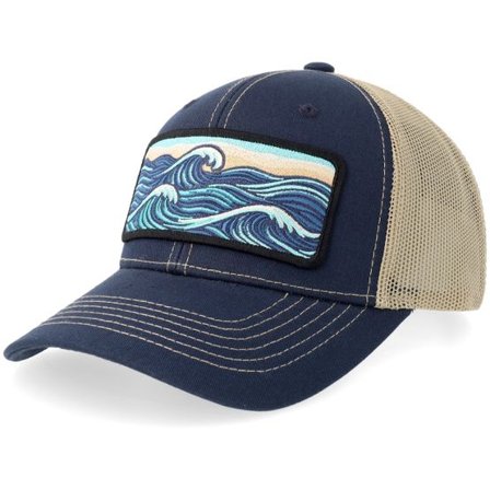 Wild Spirit - Blå trucker Keps - Wave Wide Patch Navy/Stone Trucker @ Hatstore