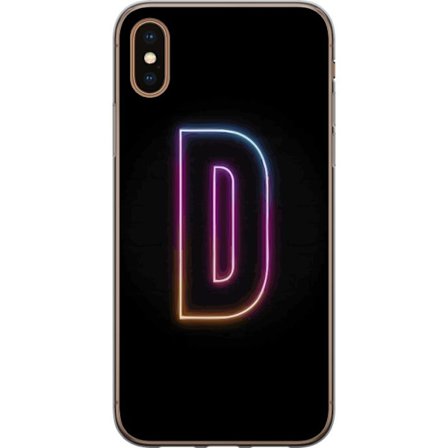 Kompatibel Mobilcover til Apple Apple iPhone X Minimalistisk neonbogstav D i farveskiftende lys mod sort baggrund i moderne digital design