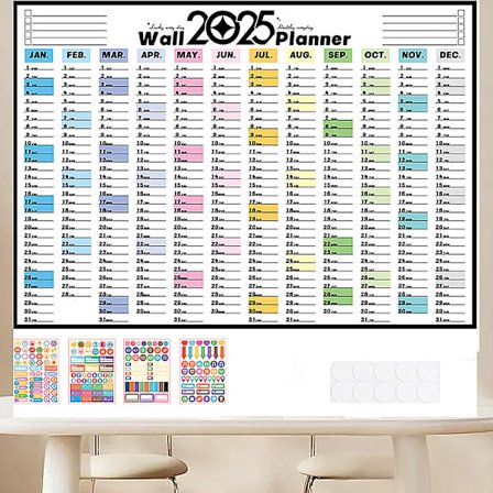 Väggplanerare 2025, Årsplanerare Kalender 2025, Årsplanerare 2025, Kalender, Årskalender, Månadsvis