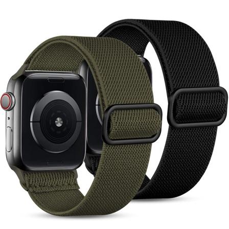 2-pakkaus remmej yhteensopivia Apple Watch -remmej 45 mm 44 mm 42 mm, silmukka iWatch SE Ultra Series 8 7 6 5 4 3 2 1, musta/vihre