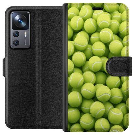 Kompatibel Tegnebogsetui til Xiaomi Xiaomi 12T Mønster af grønne tennisbolde i høj detalje, sporty motiv med gentagende tekstur og stærke farver f