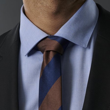 Navy & Brown Stripe Silk 6cm Tie for Men - Patterned Ties