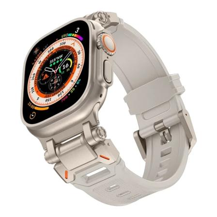 Lämplig för äpplen Mjuk rem för Apple Watch Ultra 2 Band 49mm 45mm 44mm 42mm Metall Rostfritt stålkontakt TPU-armband Iwatch 9 8 7 6 StarTi 49mm-For 
