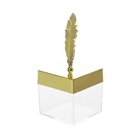 24 stk klar firkantet slikæske med fjerlåg Lille gaveæske, guld
