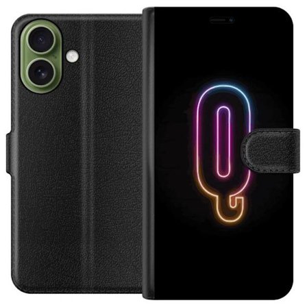 Kompatibel Tegnebogsetui til Apple Apple iPhone 17 Minimalistisk neonbogstav Q i lyse farver mod mørk baggrund