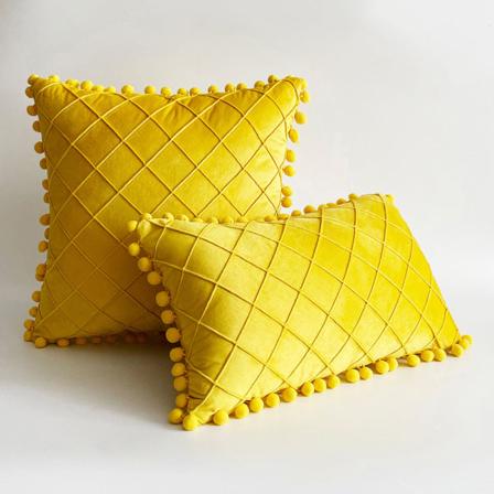 Ensfarget fløyel Rhombus Plysj Ball Dusk Sofa Putetrekk Autumn Fragrance 30*50cm