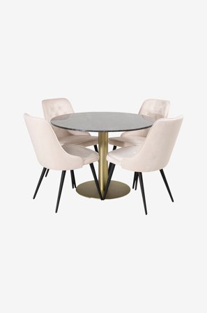 Venture Home - Ruokailuryhmä Estelle ja ruokapöydän tuolit Velvet Deluxe, 4 kpl - Luonnonväri - Ruokailuryhmät - - Homeroom