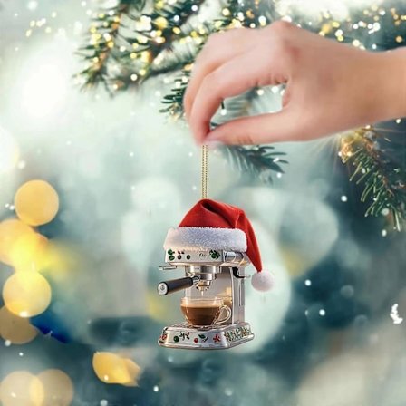 Kaffemaskin Hänge med Tomteluva Juldekorationer Julfestdekorationer Julgranshänge
