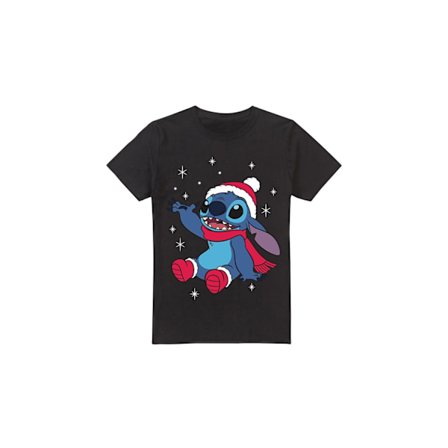 Lilo & Stitch Herr Snöflinga Jul T-Shirt M Svart