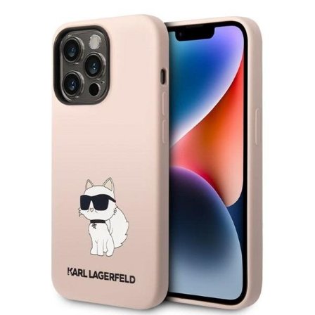 Karl Lagerfeld KLHCP14LSNCHBCP iPhone 14 Pro 6.1" vaaleanpunainen silikonikotelo Choupette
