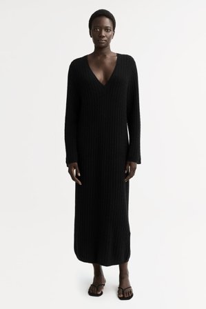 Soft Goat - Cable Knit Dress - Cashmere dress - S - Black