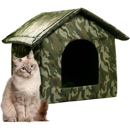 Lollanda Vinterhusdyrhus til Katte – Camouflage, Vandtæt og Isoleret Udendørs Hunde- og Kattehule, Varm og Behagelig Katte-oase