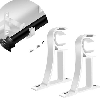 Pakke med 2 kraftige hvite metallgardinstangbraketter for 28-35mm gardinstenger