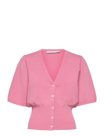 Mattheagz Ss Rib Cardigan Stickad Tröja Cardigan Rosa Gestuz