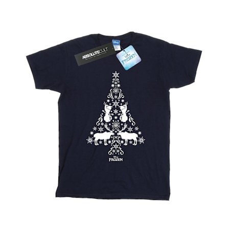 Disney Dam/Kvinnor Frozen Julgran Bomull Boyfriend T-Shirt L Marinblå