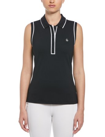 Original Penguin Golf Sleeveless Veronica Polo - Black - M
