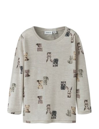 Nmmwang Wool Rib Ls Top Aop Cream Name It