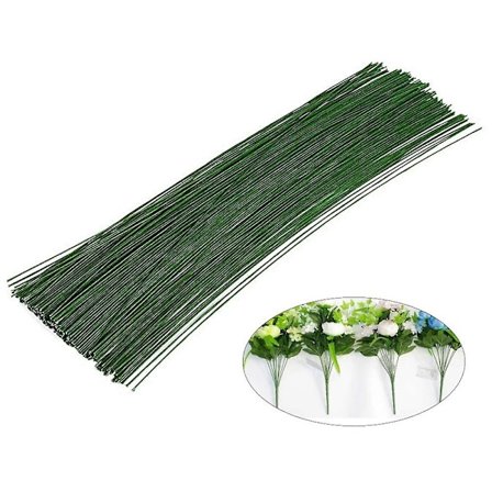 200 kpl kukkavarsilankaa kukka-asetelmiin ja tee-se-itse-askarteluun, tummanvihreä, kukkakaupan lanka kukka-asetelmiin, 40 cm