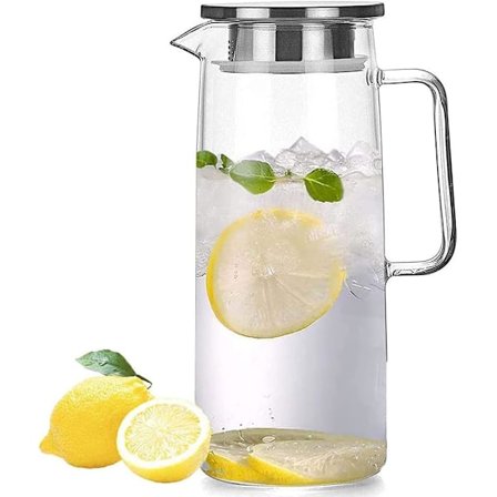 Borosilikatglas Vattenkanna Saftkanna Karaff med lockborste för varmt/kallt vatten iste
