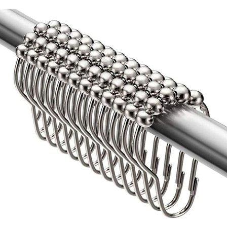 Duschringar i rostfritt stål, duschdraperikrokar i rostfritt stål för badrum, 24 st