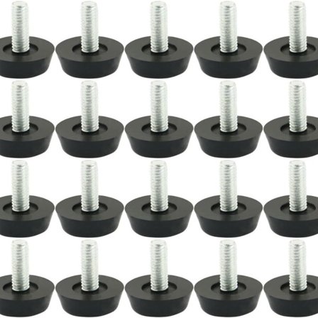 Justerbar fot for møbeljusteringsføtter M6 skrueføtter svart - 20 stk