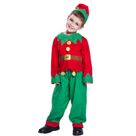 Elfdräkt för barn för pojkar Holiday Santa Elf-dräkt