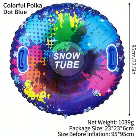 Kraftig PVC Oppblåsbar Snowboard med Portabelt Håndtak - Sikkerhetsdesign uten Vinkel, Sammenleggbar Snøslede for Ski, Snowboard og Snøtubekjøring