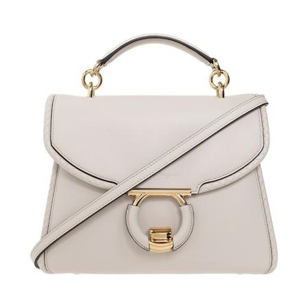 Salvatore Ferragamo, Margot Small leather shoulder bag Beige, Dames, Maat:ONE Size,leer