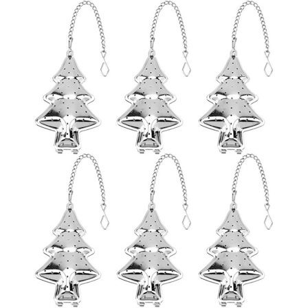 6 stk. juletræsformede løse te-si, rustfrit stål, te-bruger, te-stejler, te-diffusorer til løs te, tebrygningsgadget