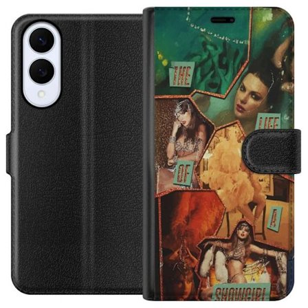 Kompatibelt Plånboksfodral till Samsung Samsung Galaxy S25 Edge Taylor Swift Livet som Showgirl - Gyllene Showgirl med Hatt och Glamour