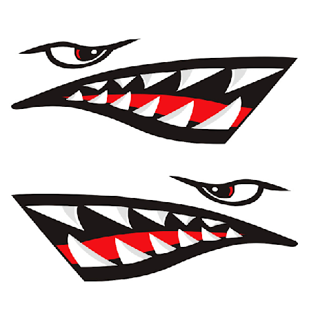 2 stk. Hajtænder Klistermærke Vandtæt Sjovt DIY Klistermærke Bil Kajak Båd Lastbil Dekoration