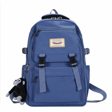 Dam Tjej Ryggsäck Axelväska Skolväska Koreansk Mellanstadieelev Universitetsstil Gymväska Blå Blå