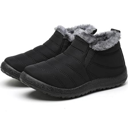 Dames Støvler og Ankelstøvler til Kvinder Varme Pels Vinterstøvler Sne Botas Mujer Slip On Kort Støvle Combat Vinter Sko Kvinder Black 36