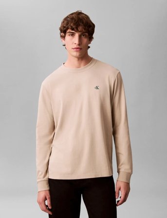 Calvin Klein Jeans Ls Easy Monogram Tee - Beige - XL