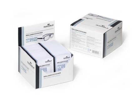 DURABLE Brillenputztücher feucht 100 Stück weiß