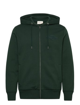 GANT Reg Tonal Shield Full Zip Hoodie - Green - S