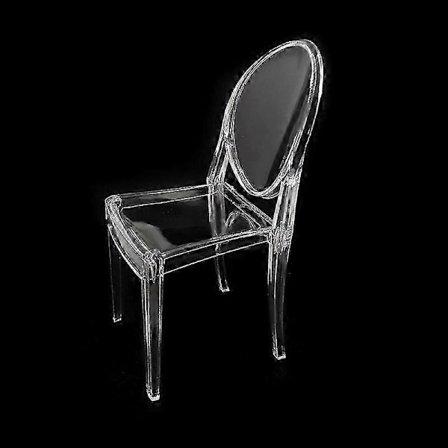 2 mid-century spisebordsstole i plastik krystal, afslappet hjemmestolemodel (transparent)