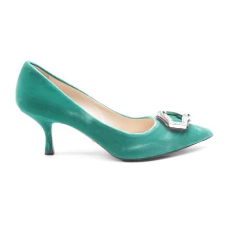Prada Vintage Pre-owned Fabric heels , Groen , Dames , Maat: 38 EU Vintage Schoenen