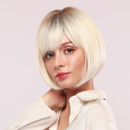 Äkta hårförlängning med lugg för en naturlig look