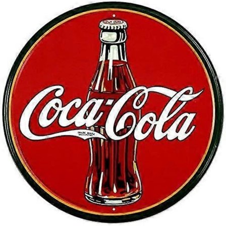 Coca-Cola - Rund 30'er Flaske & Logo Metal Skilt TIN Skilt 30x30 CM