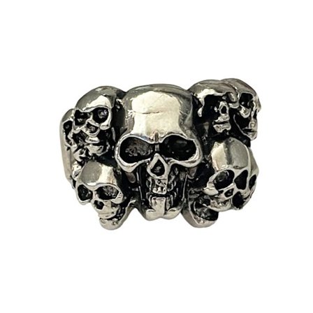 Cool Silver Ring med flera Döskallar / Dödskallar - Stl 20