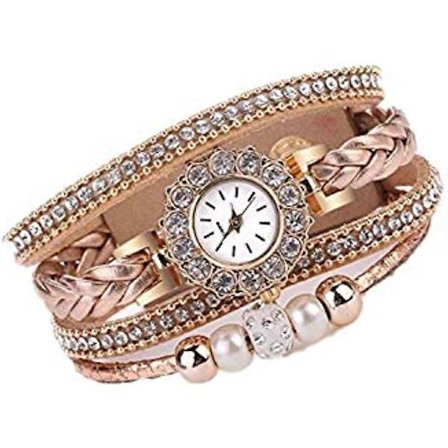 Damklockor Mode Vintage Armband Väv Quartz Armbandsur Klänning Klockor Presenter till Flickor Kvinnor