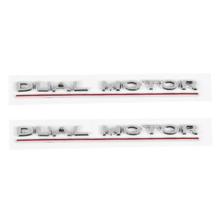 2x 3d doble motordekaler Bil, bakre bagasjerom-emblem, klistremerke-merkemerker for modell 3 2017-2020, Decorativ