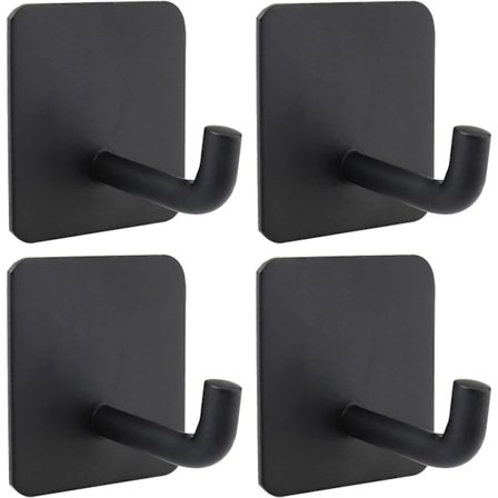 8 st självhäftande krokar, svarta kraftiga handduksväggkrokar självhäftande rostfria klädkrokar för badrum, kök, tvättstuga, garderob, sovrum