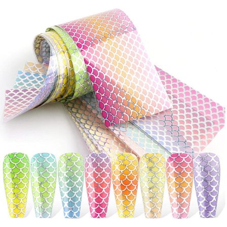 Nagelstickers - Färgglada fiskfjäll 10 pack