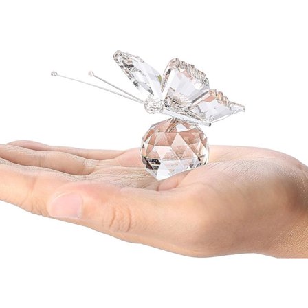 Sztxj Sommerfugl Dekor Med K9 Krystallglass Fasettert Kule Solfanger Ornament For Hjem Soverom Kontor (hvit)