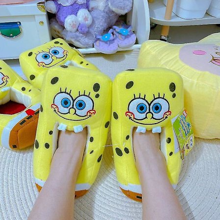 Svampebob Firkant Vinter Sutsko Kreative Kvinder Varme Plys Hjemmesko Skridsikre Termiske Bløde Lydløse Bomuldssko Gaver