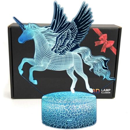 Enhörning LED 3D optisk illusion smart 7 färger nattljusbord