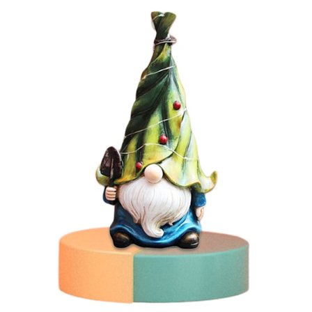 Tomtar Dekorationer för Gården med LED-ljus, 10,3 tum Stor Utomhus Rolig Trädgård Tomte Dekor med Spade